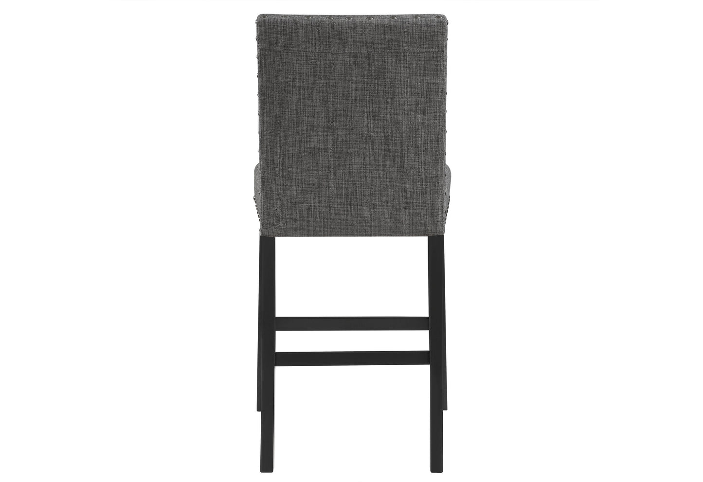 Set of Two 26" Gray and Black Wood and Fabric Counter Height Bar Chairs-3