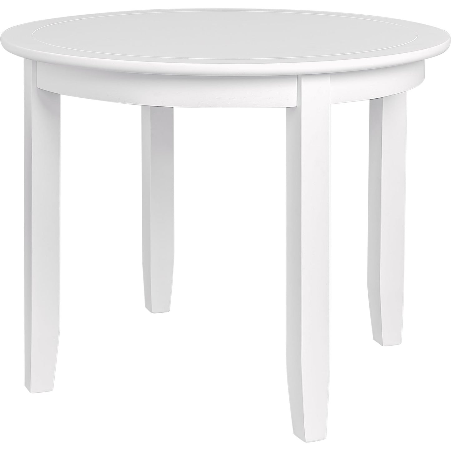 39" White Solid Wood Round Top Dining Table-6