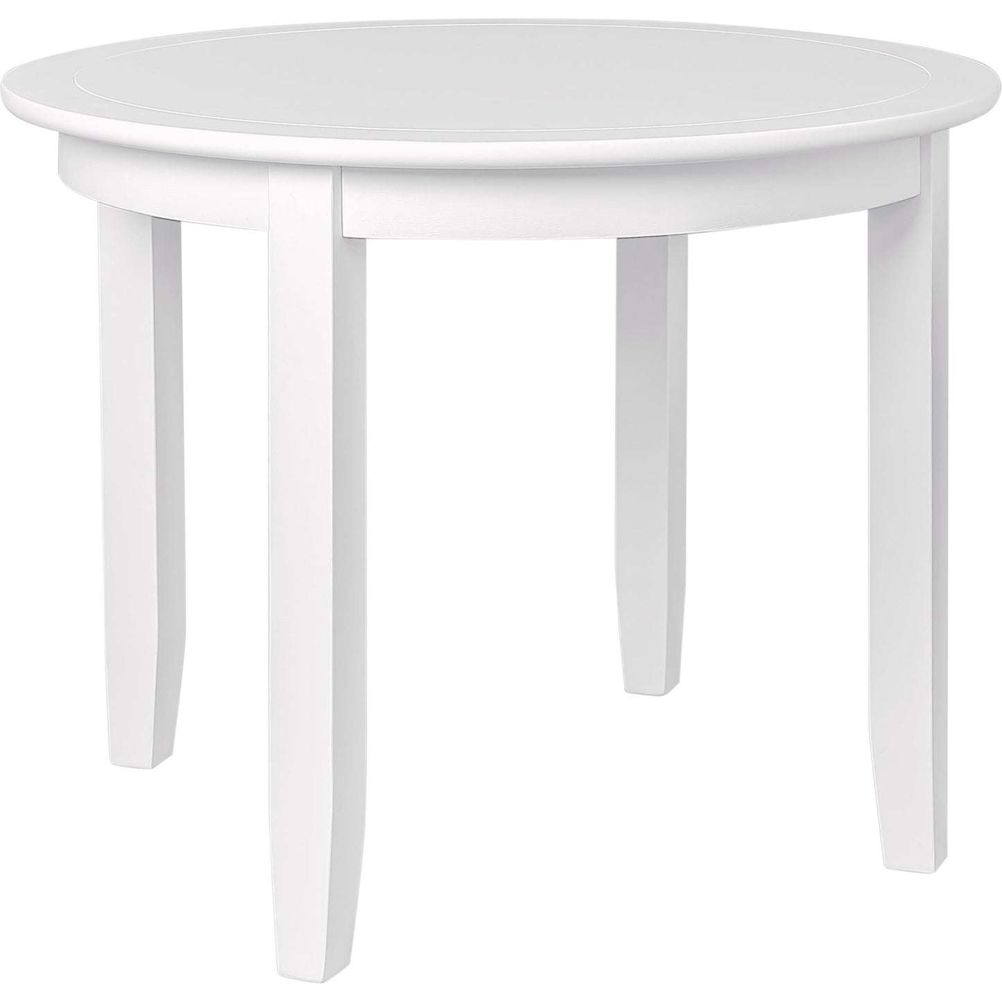 39" White Solid Wood Round Top Dining Table-1