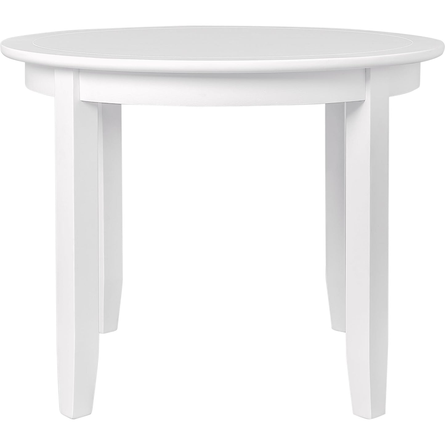 39" White Solid Wood Round Top Dining Table-2