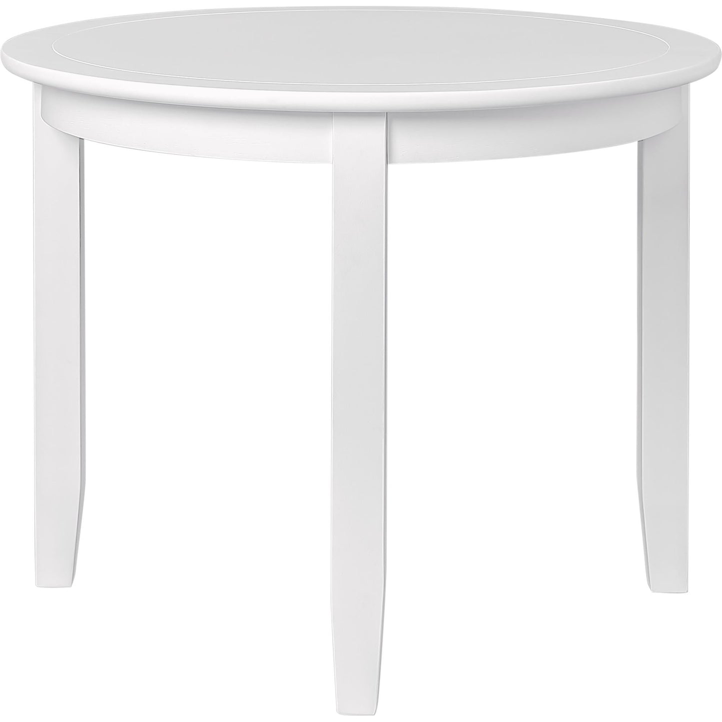 39" White Solid Wood Round Top Dining Table-3