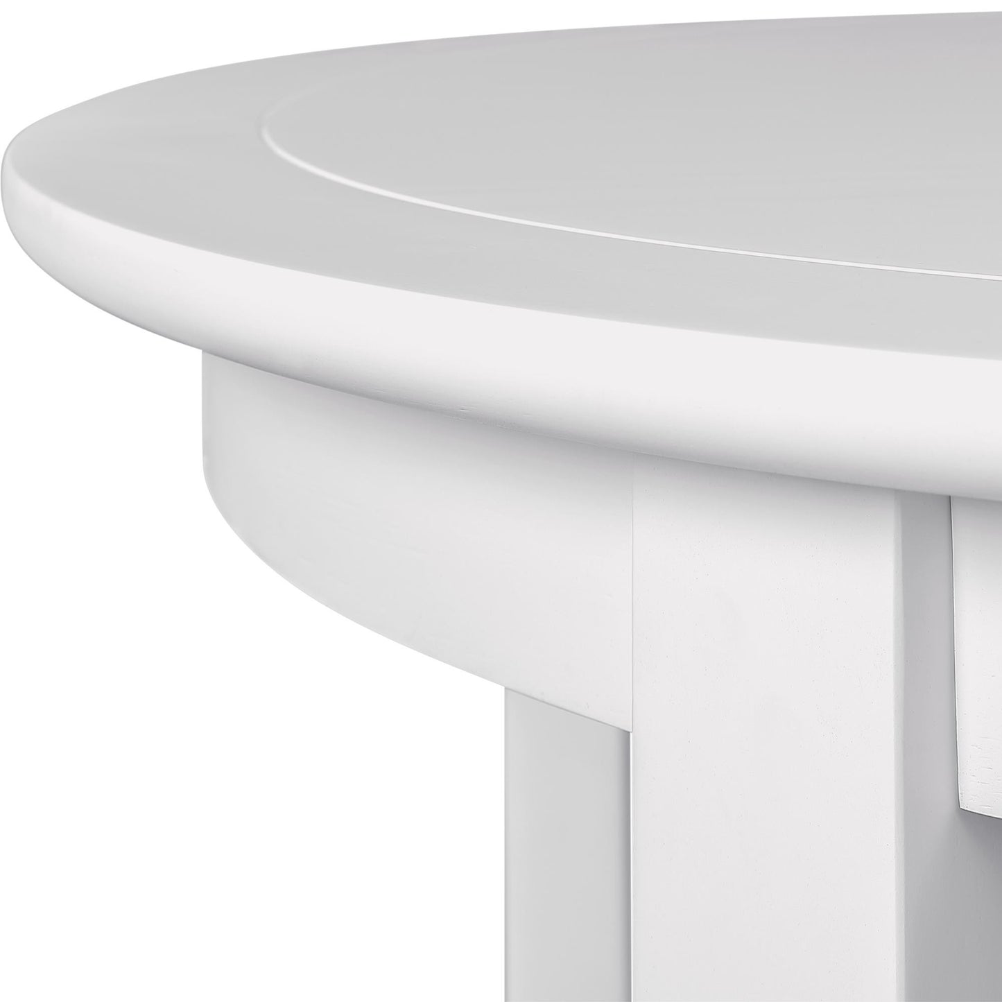 39" White Solid Wood Round Top Dining Table-8