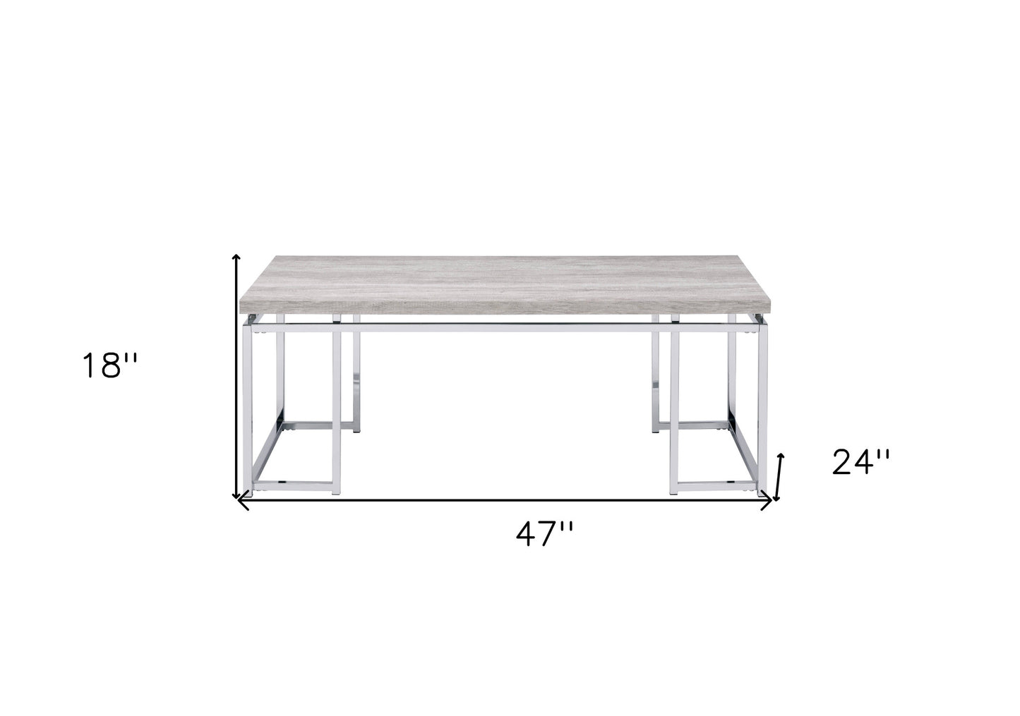 47" Oak and Silver Wood And Metal Frame Coffee Table-7