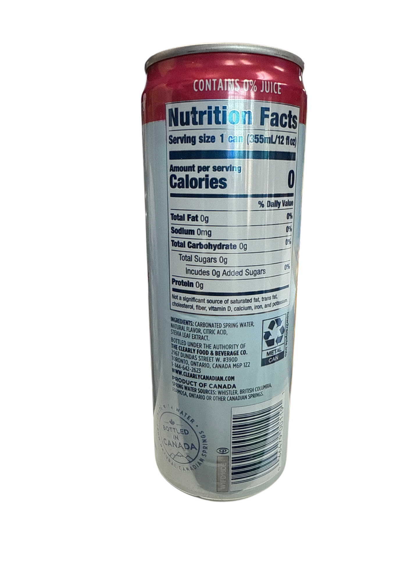 Clearly Canadian Zero Sugar Fresh Cherry Flavour 355ML - Canadian Edition