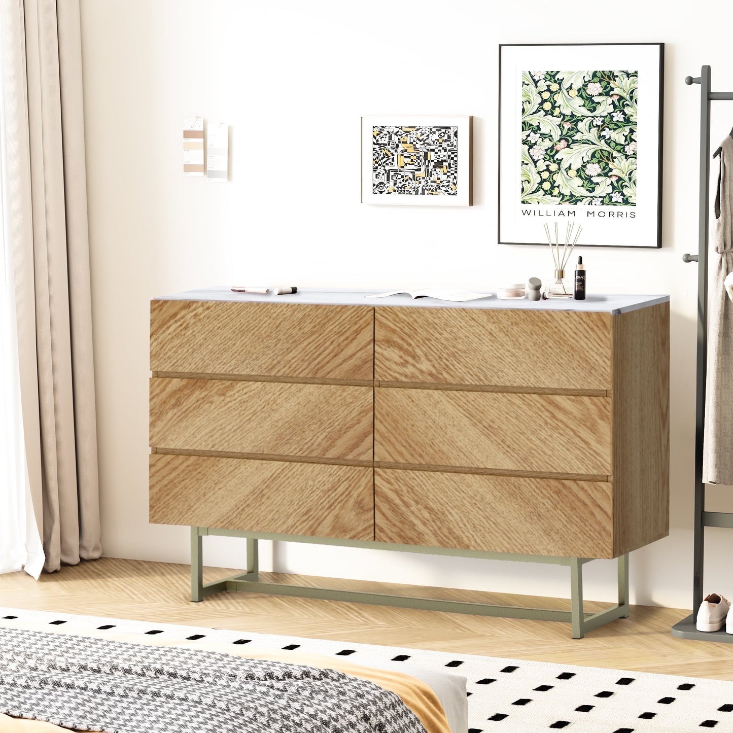 47" Brown Solid and Manufactured Wood Six Drawer Dresser-4