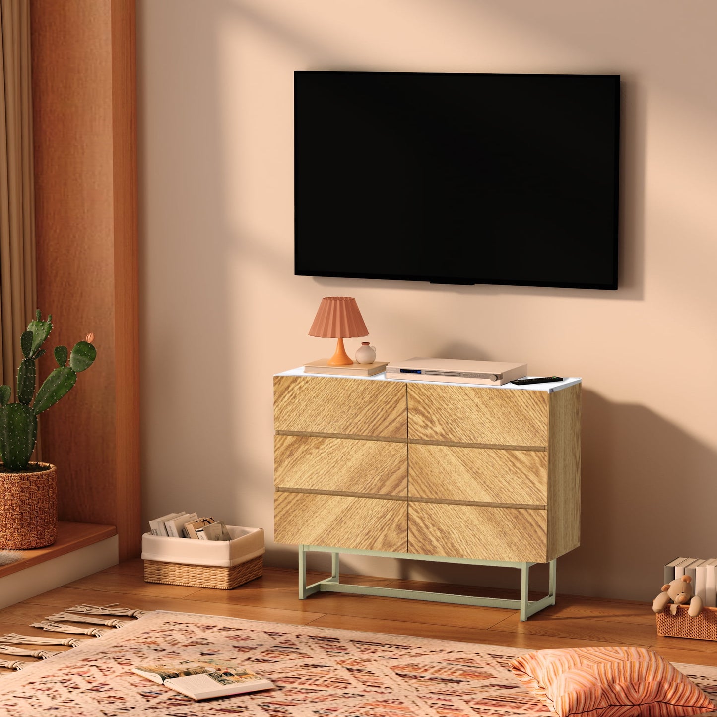 47" Brown Solid and Manufactured Wood Six Drawer Dresser-8