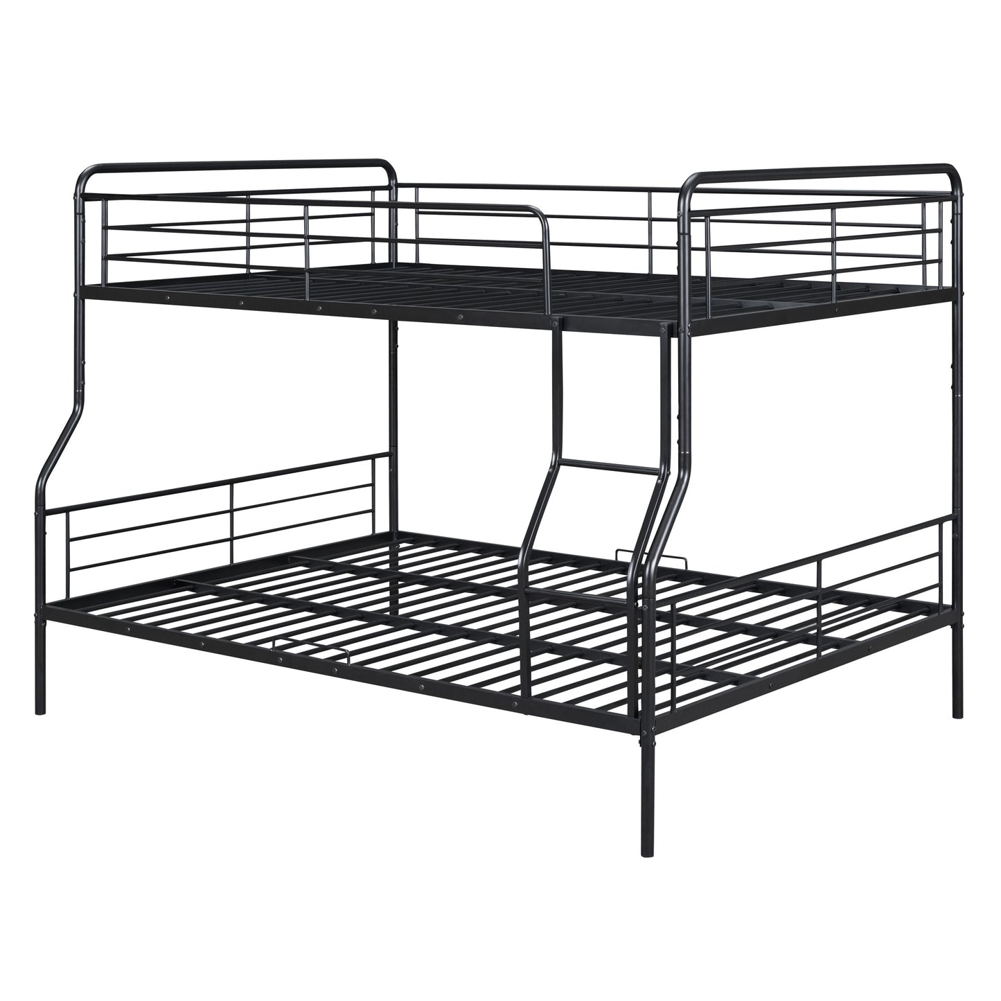 Black Full XL Over Queen Contemporary Metal Bunk Bed-1