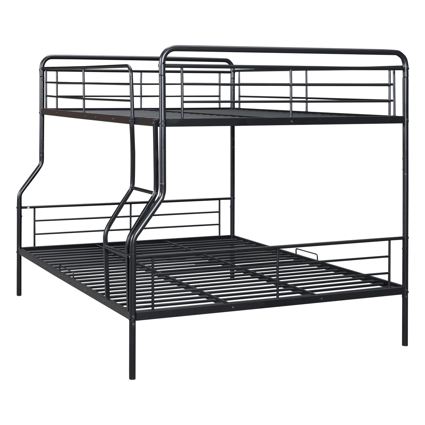 Black Full XL Over Queen Contemporary Metal Bunk Bed-5