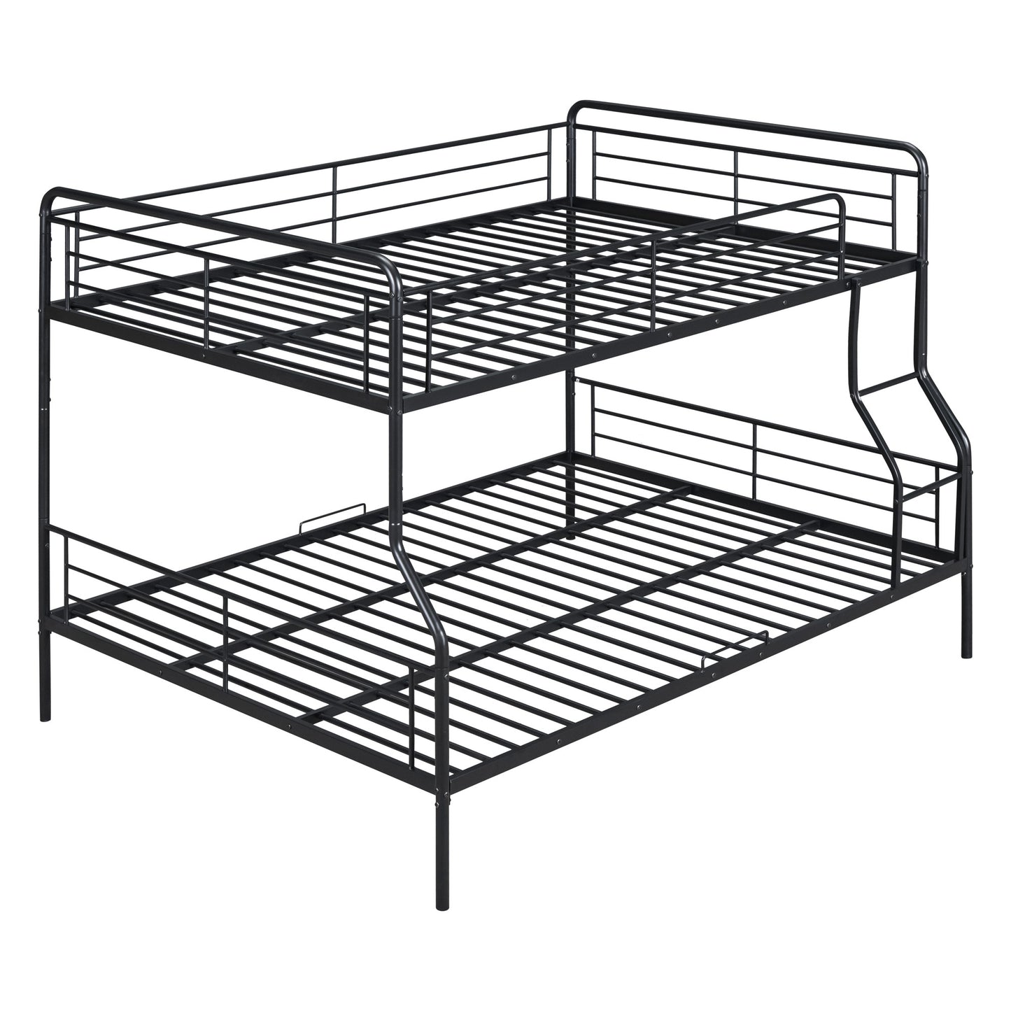 Black Full XL Over Queen Contemporary Metal Bunk Bed-6