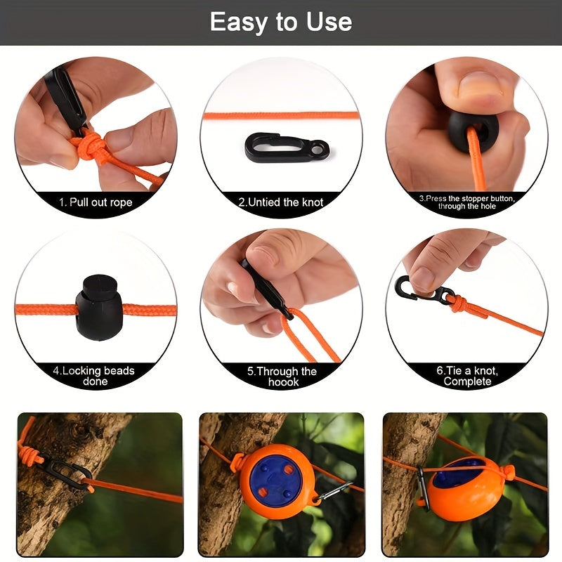 Portable Clothes Drying Line for Camping and Travel - Lightweight and Compact with 12 Clothespins Included