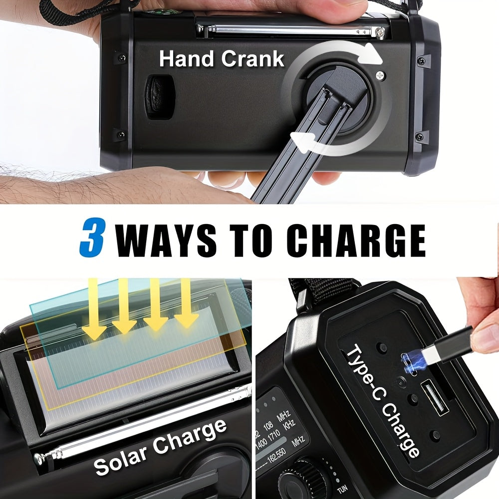 Portable Emergency Radio with Solar Power (10000mAh)-4