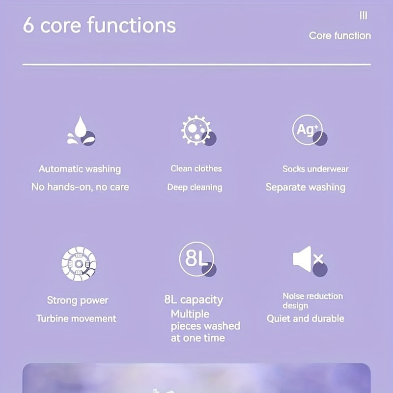 1pc Portable 2.11gal Washing Machine For Camping, RV, Travel, And Home Use - Perfect For Washing Underwear, Bras, Socks, And More