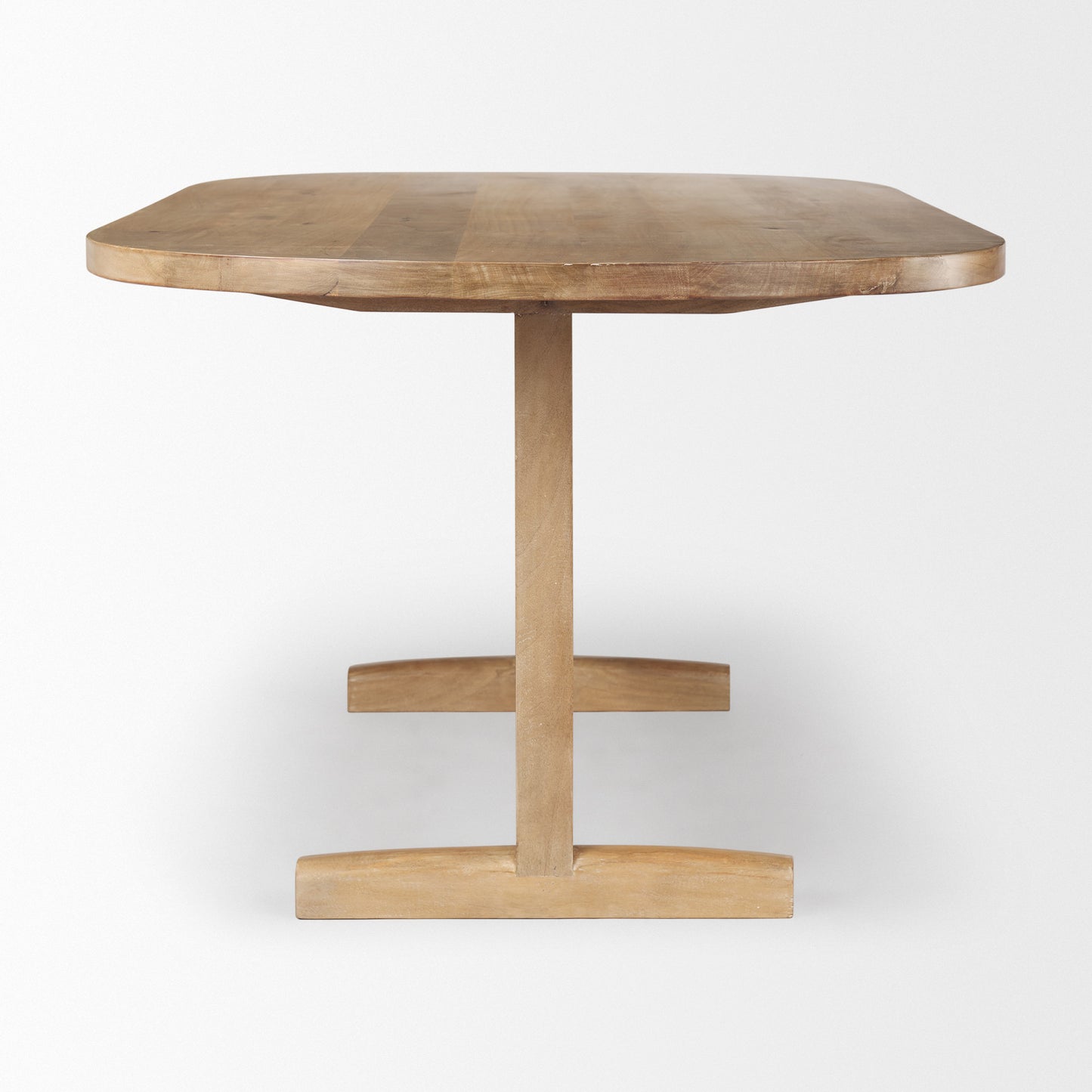 84" Light Brown Solid Wood Trestle Base Oval Dining Table-3