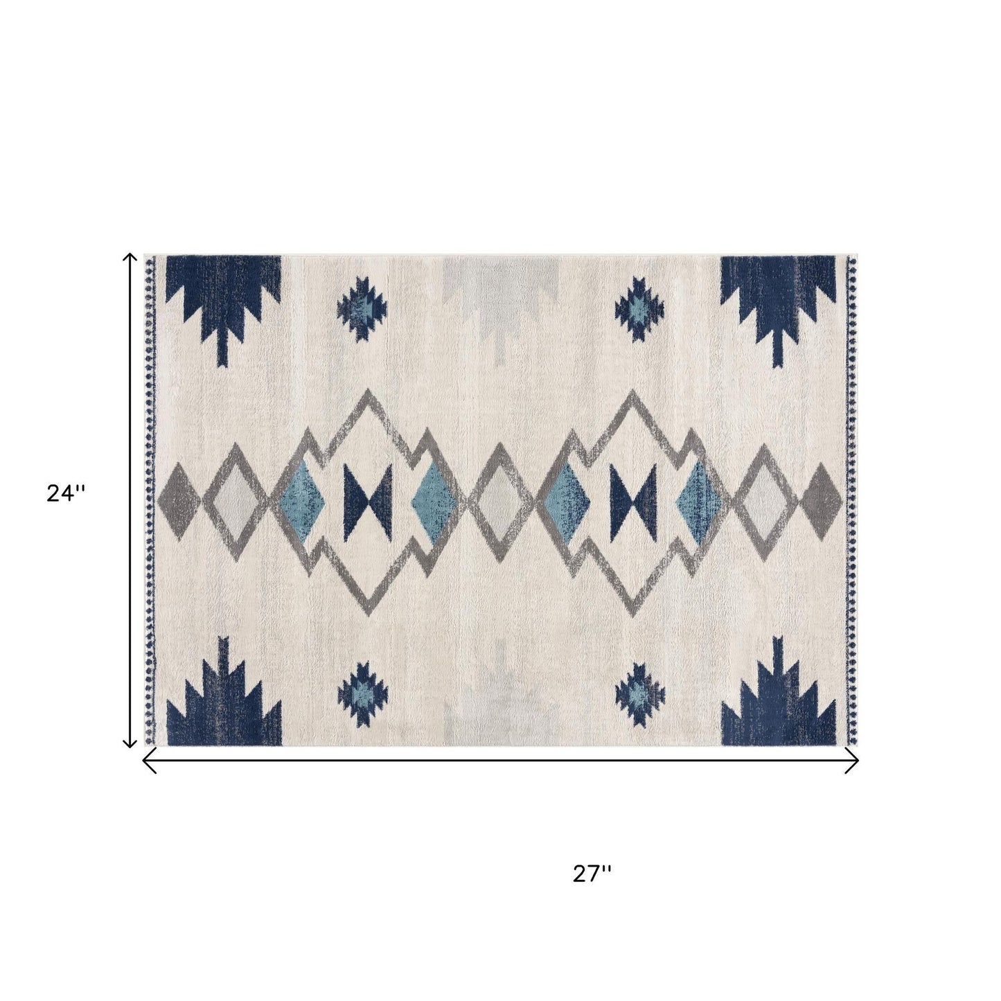 2' X 2' Blue Beige And Gray Southwestern Square Rug-2