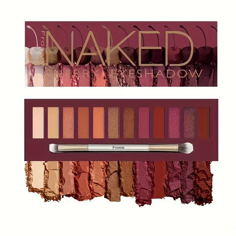 12 colors Warm and Bright Eyeshadow Palette with Shimmer Glitter and Matte Finish - Long Lasting Cosmetics with Mirror and Matching Brush For Music Festival