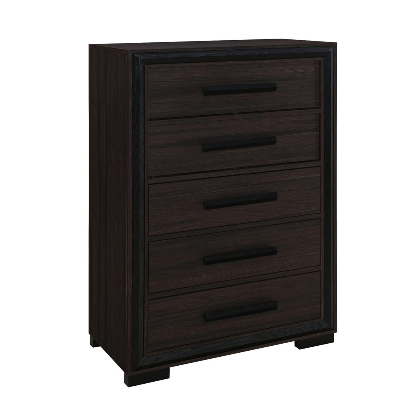 33" Brown Wood Five Drawer Dresser-1
