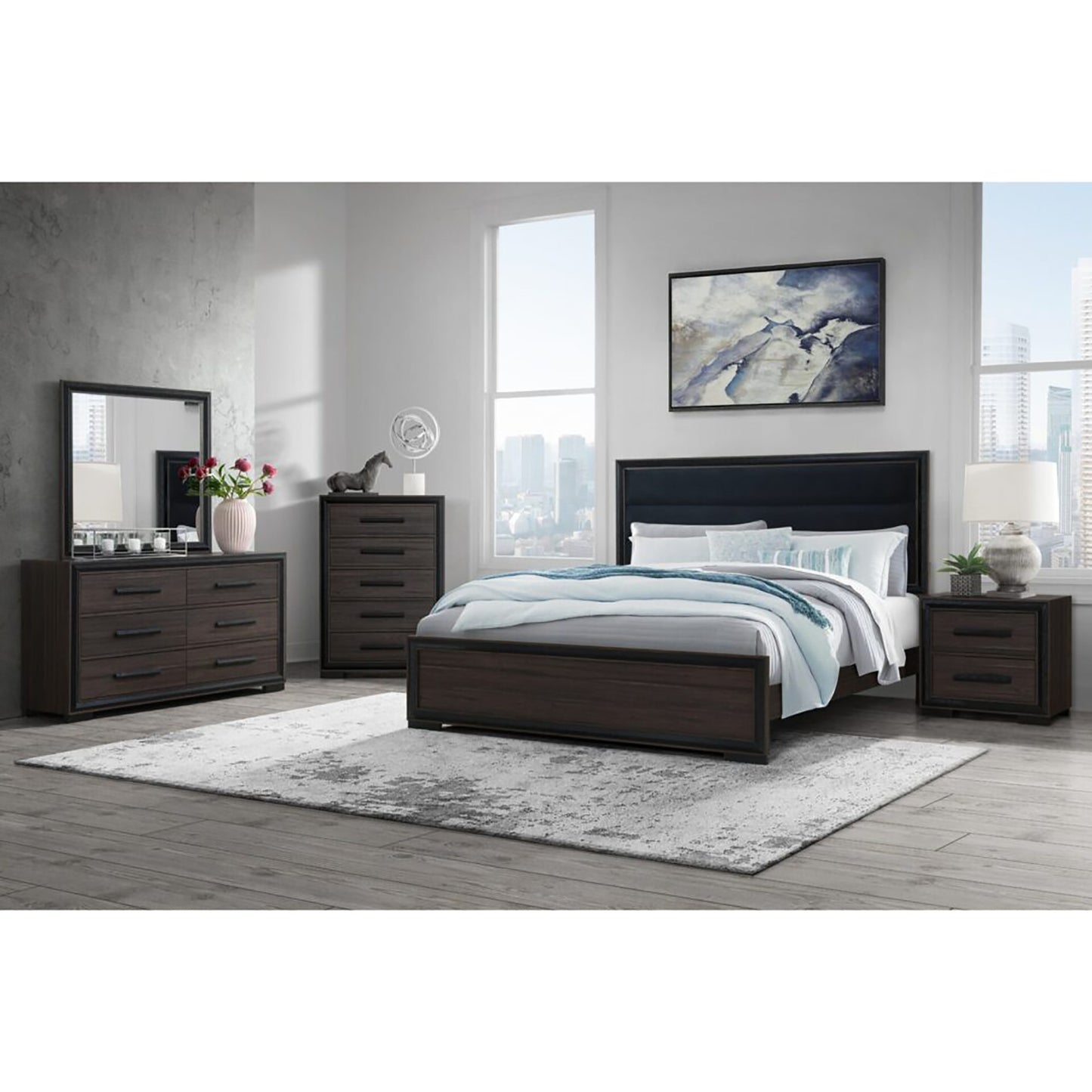 33" Brown Wood Five Drawer Dresser-6