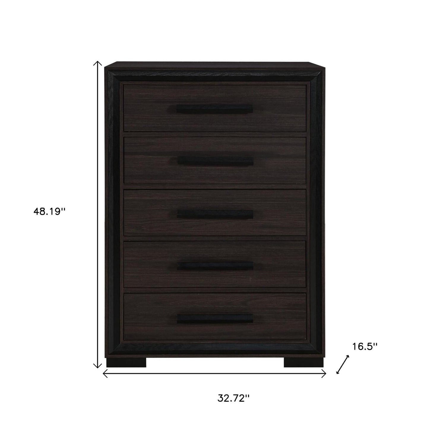 33" Brown Wood Five Drawer Dresser-7