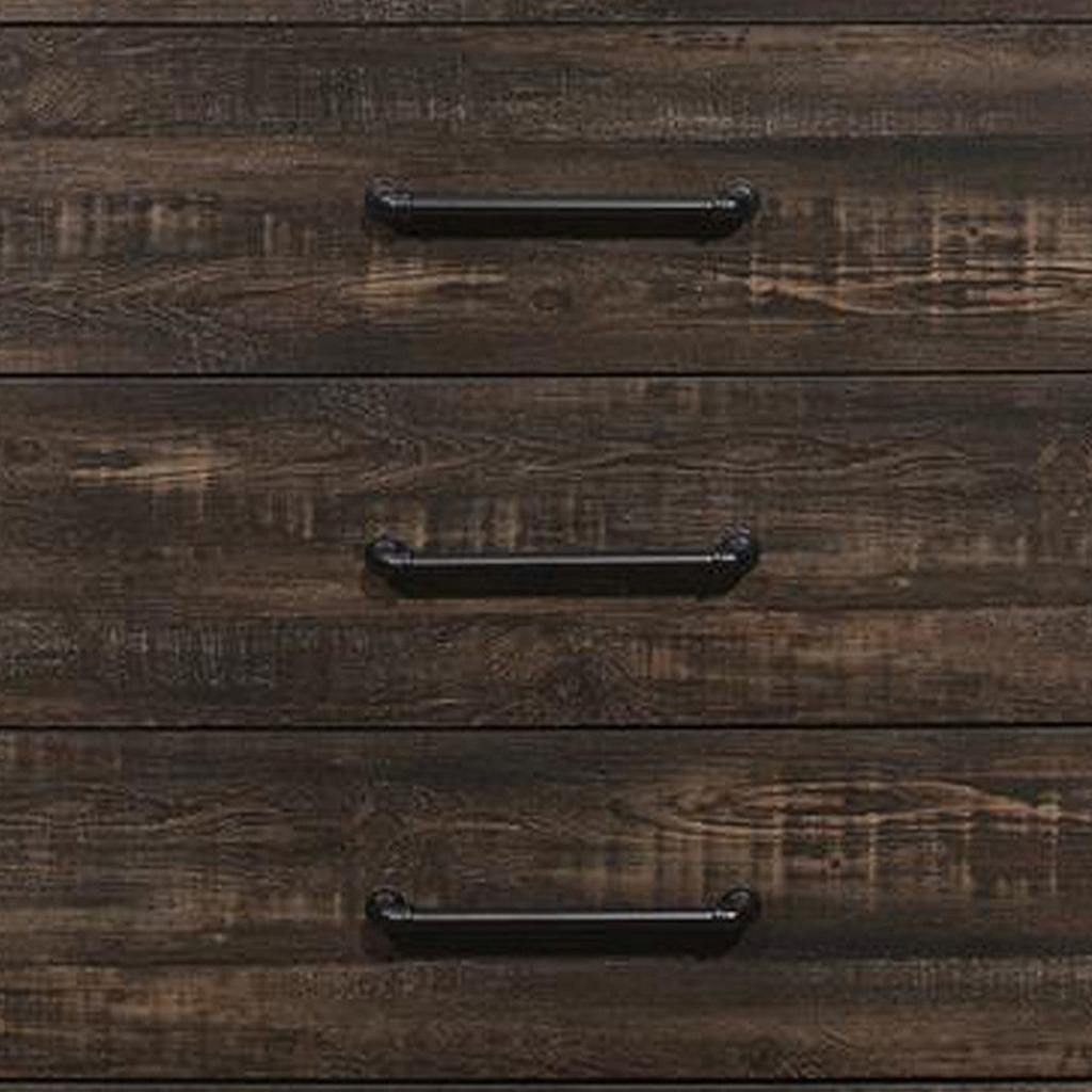 32" Oak Wood Five Drawer Dresser-4