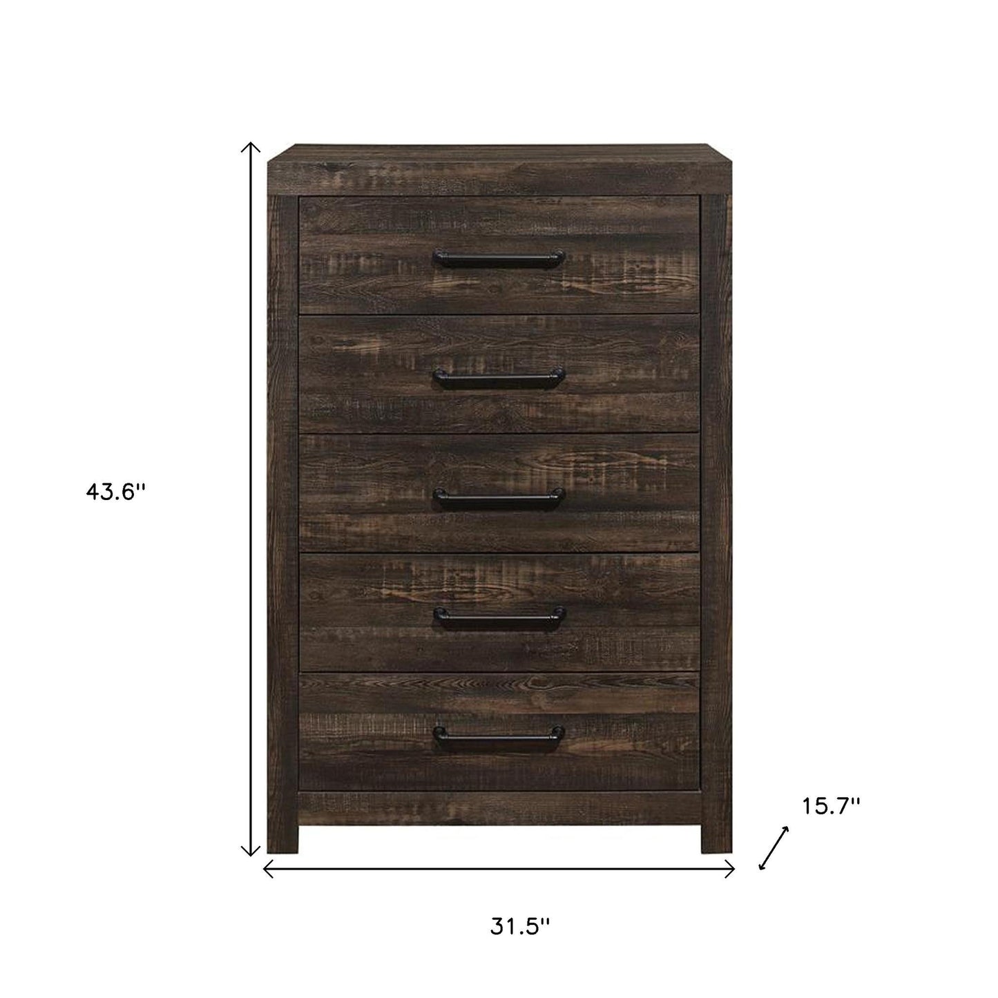 32" Oak Wood Five Drawer Dresser-7