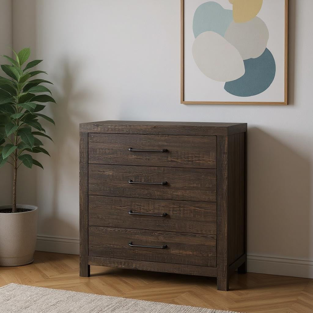 32" Oak Wood Five Drawer Dresser-1