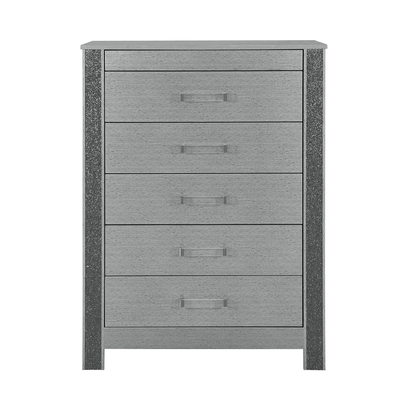 36" Silver Wood Five Drawer Dresser-1
