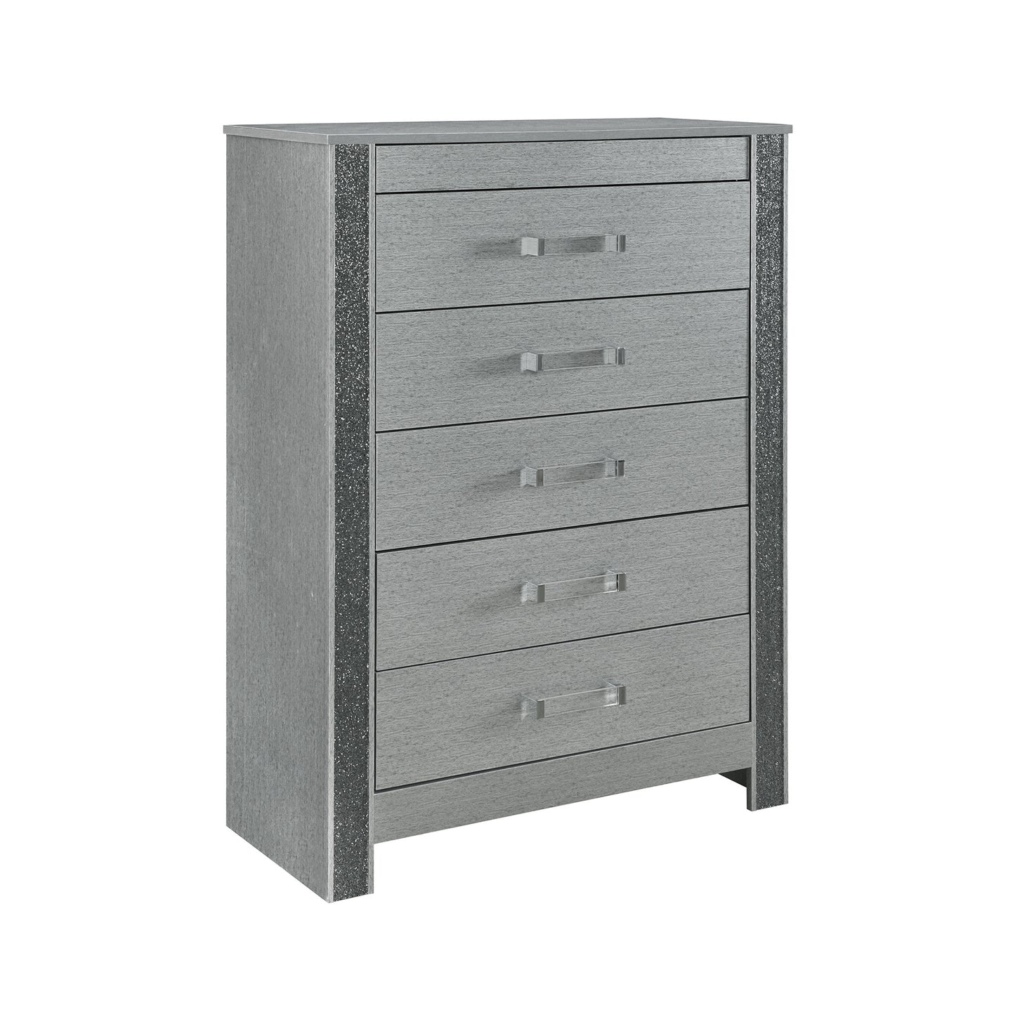 36" Silver Wood Five Drawer Dresser-2