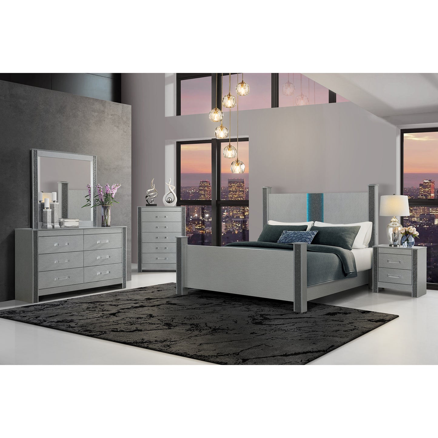 36" Silver Wood Five Drawer Dresser-6