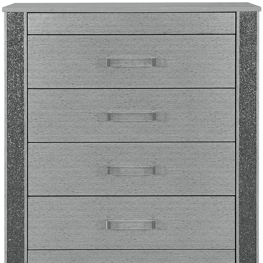 36" Silver Wood Five Drawer Dresser-5