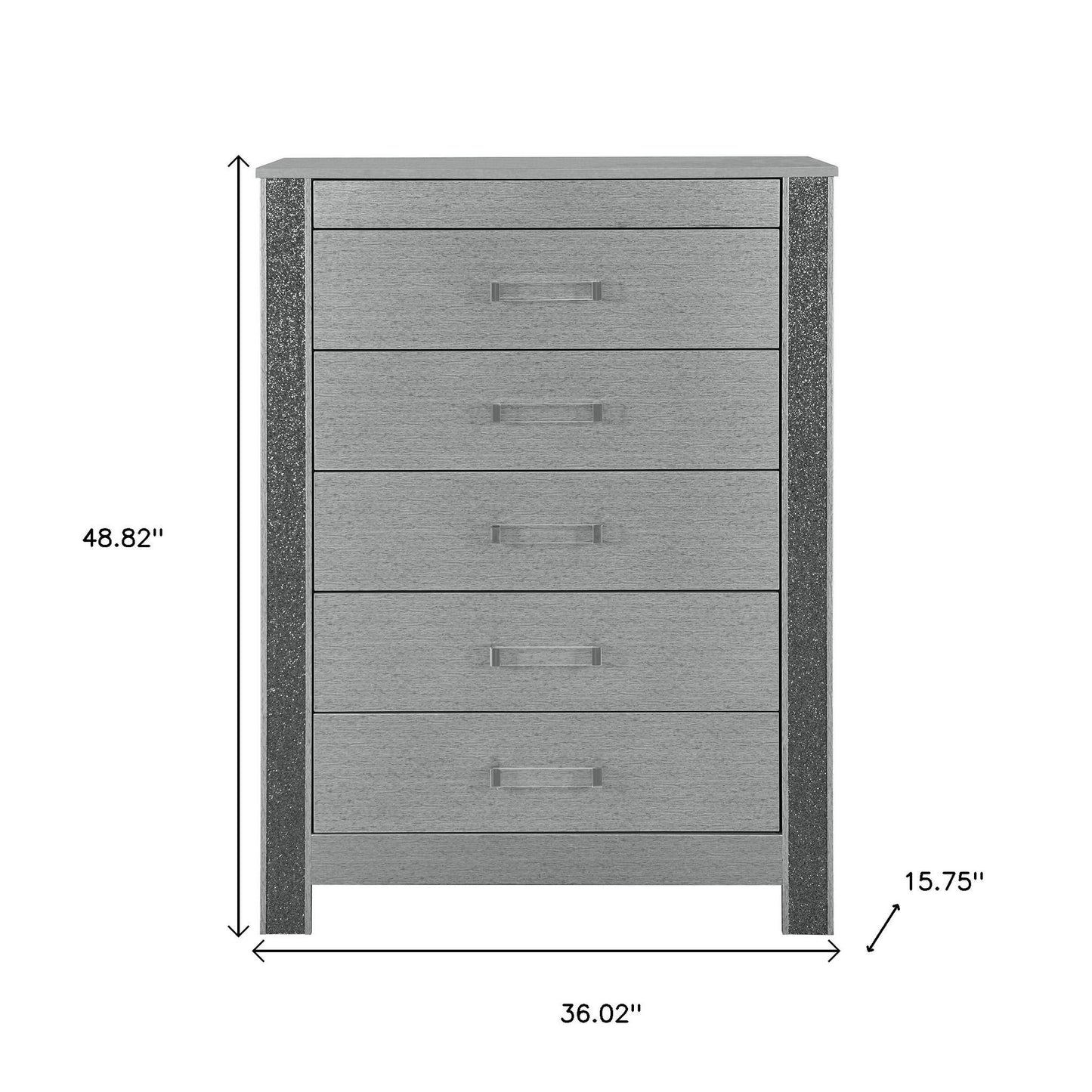 36" Silver Wood Five Drawer Dresser-7