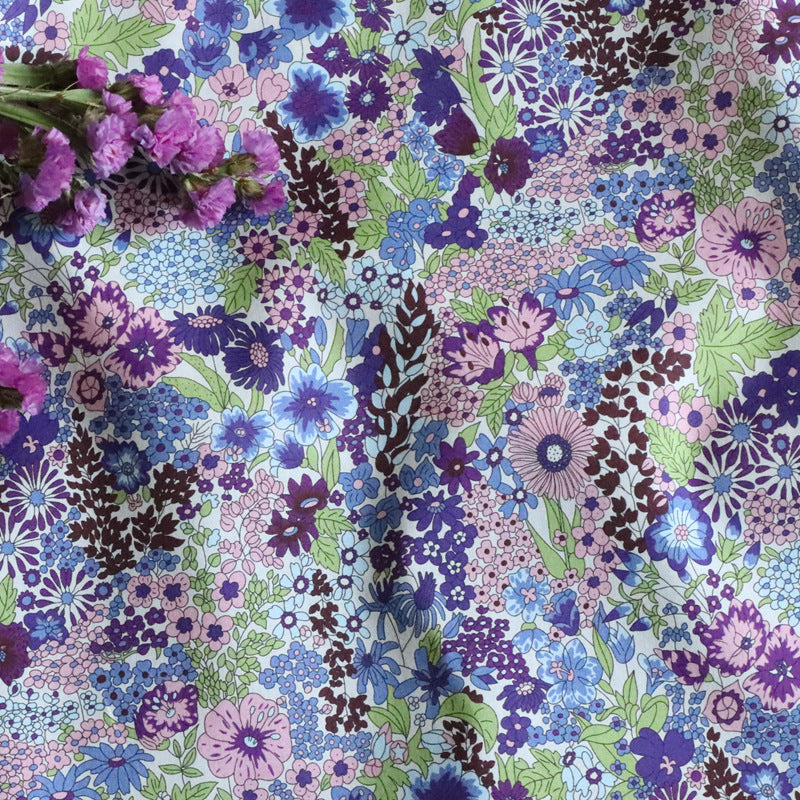 CIARA Purple Florals 80 Pieces LIBERTY Poplin High Count Cotton Cloth Fabric