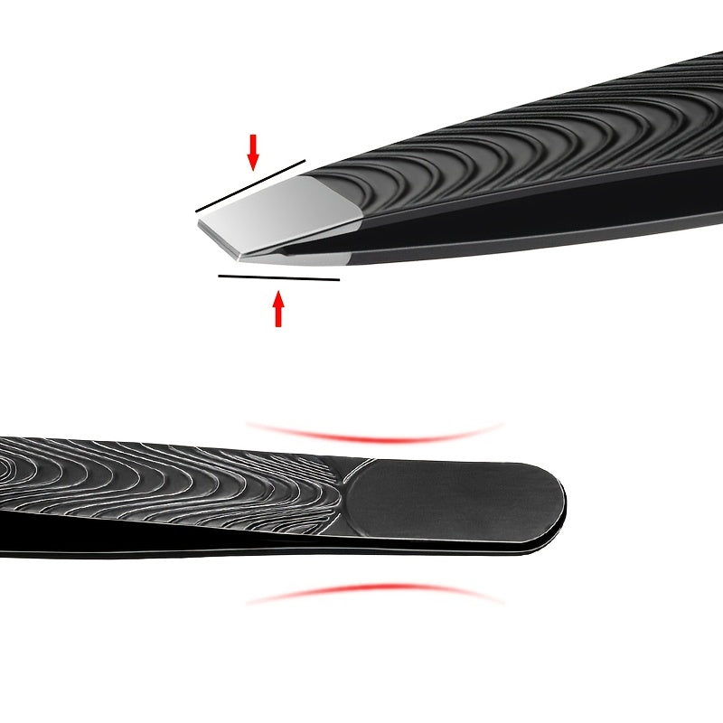 Precision Tweezer Hair Plucker for Men and Women - Slant Tip for Easy Hair and Eyebrow Grooming - Black
