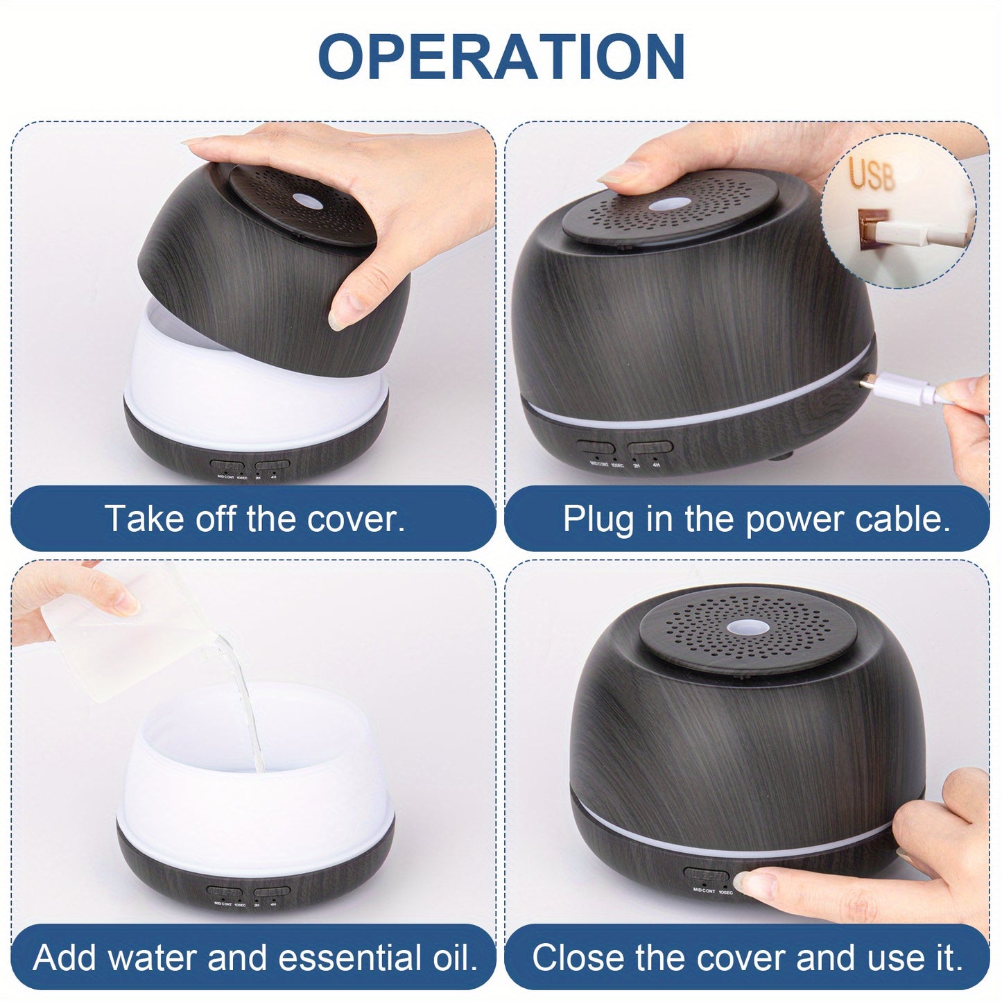 1pc 300ml AromaMaster Essential Oil Diffuser - 7-Color LED, Remote Control, USB Powered, Waterless Auto-Off, Aromatherapy Scent Air Humidifier for Room, Office - Compact, Portable, Whisper-Quiet Operation
