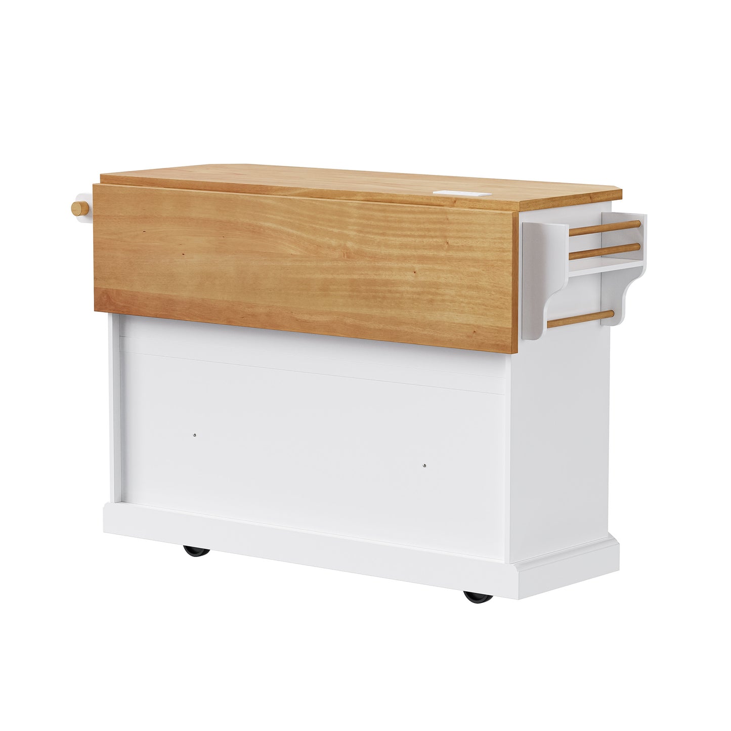 56" White Wood Rolling Kitchen Island-3