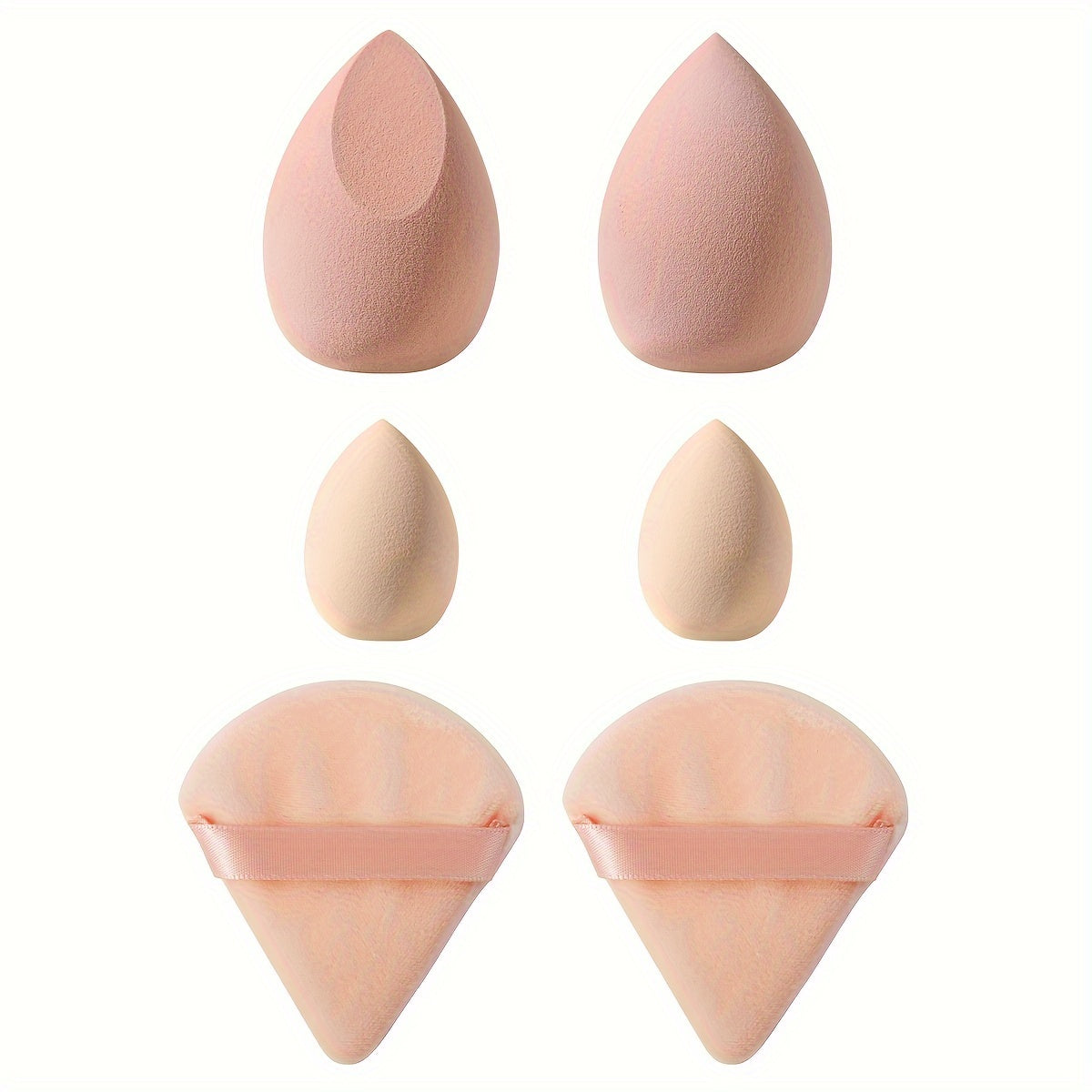 6pcs Face Makeup Sponge Puff Set, 2pcs Large Makeup Sponge & 2pcs Mini Makeup Beauty Blender & 2pcs Fan-shaped Soft Velvet Makeup Puffs, Flawless For Liquid Cream Powder, Ideal For Makeup Beginner, Black