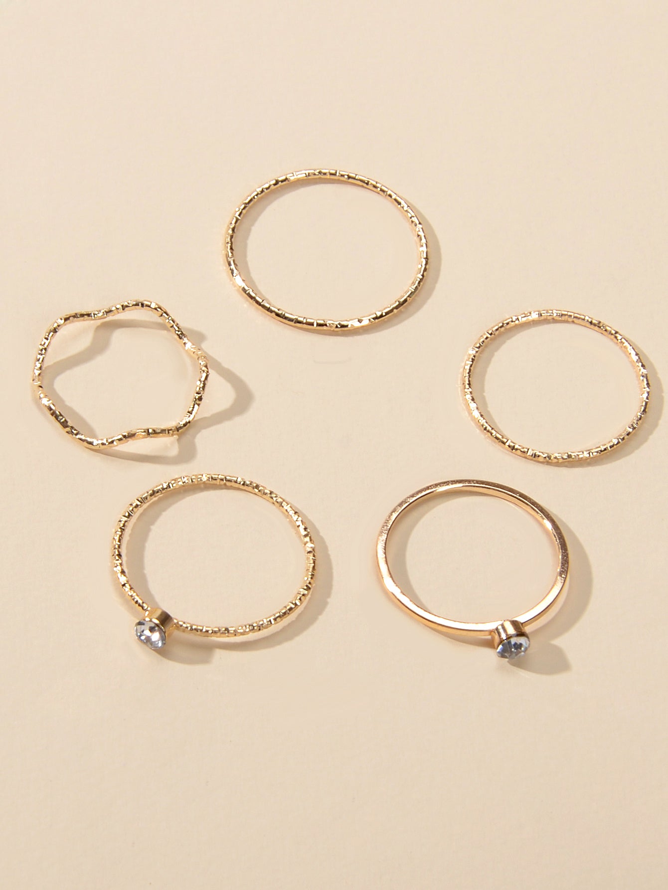 Multi-layer Gold Chain Love Heart Charm Anklet Knuckle Curved Multiple Rings set-3