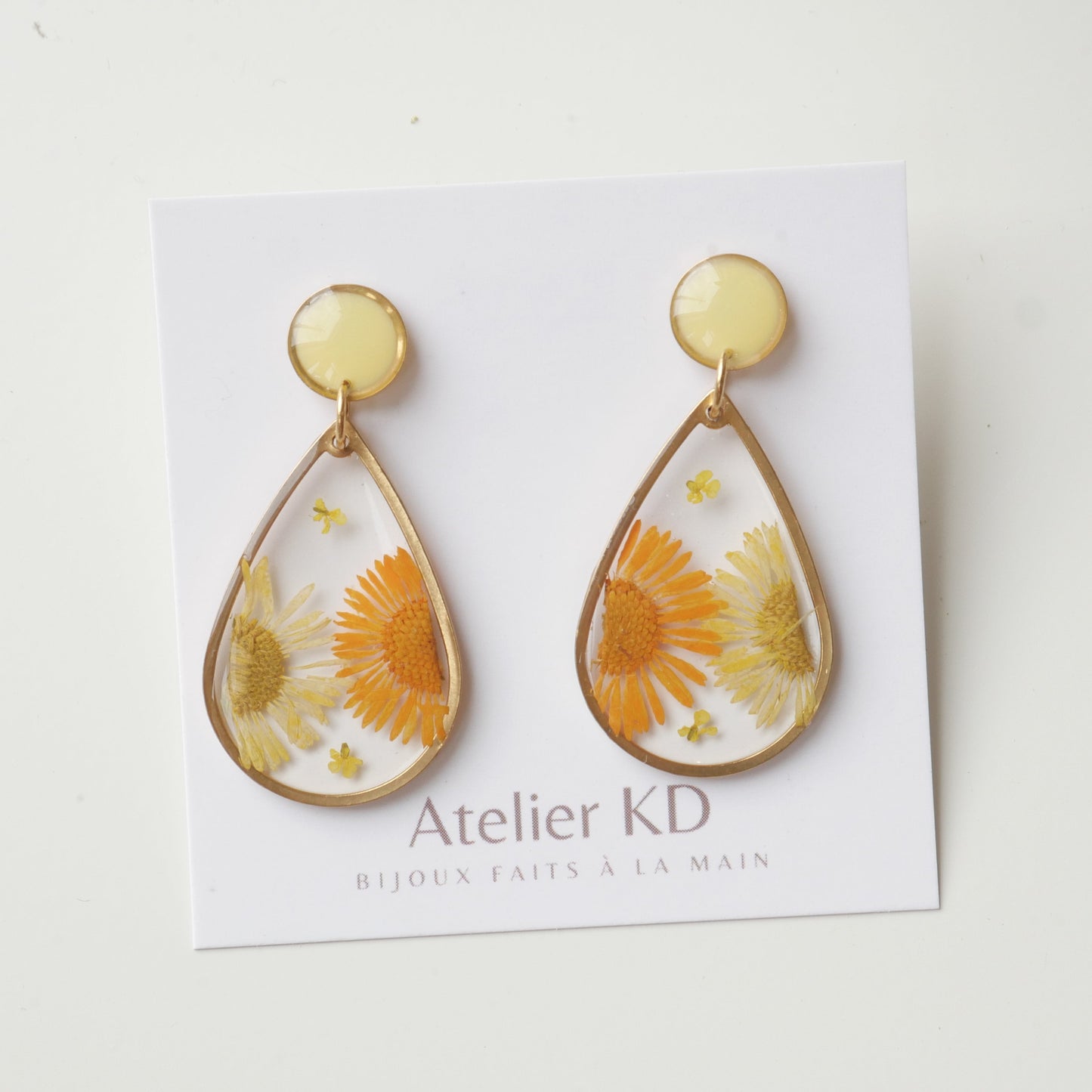 Boucles d'oreilles duo orange et blanc - goute (xl)
