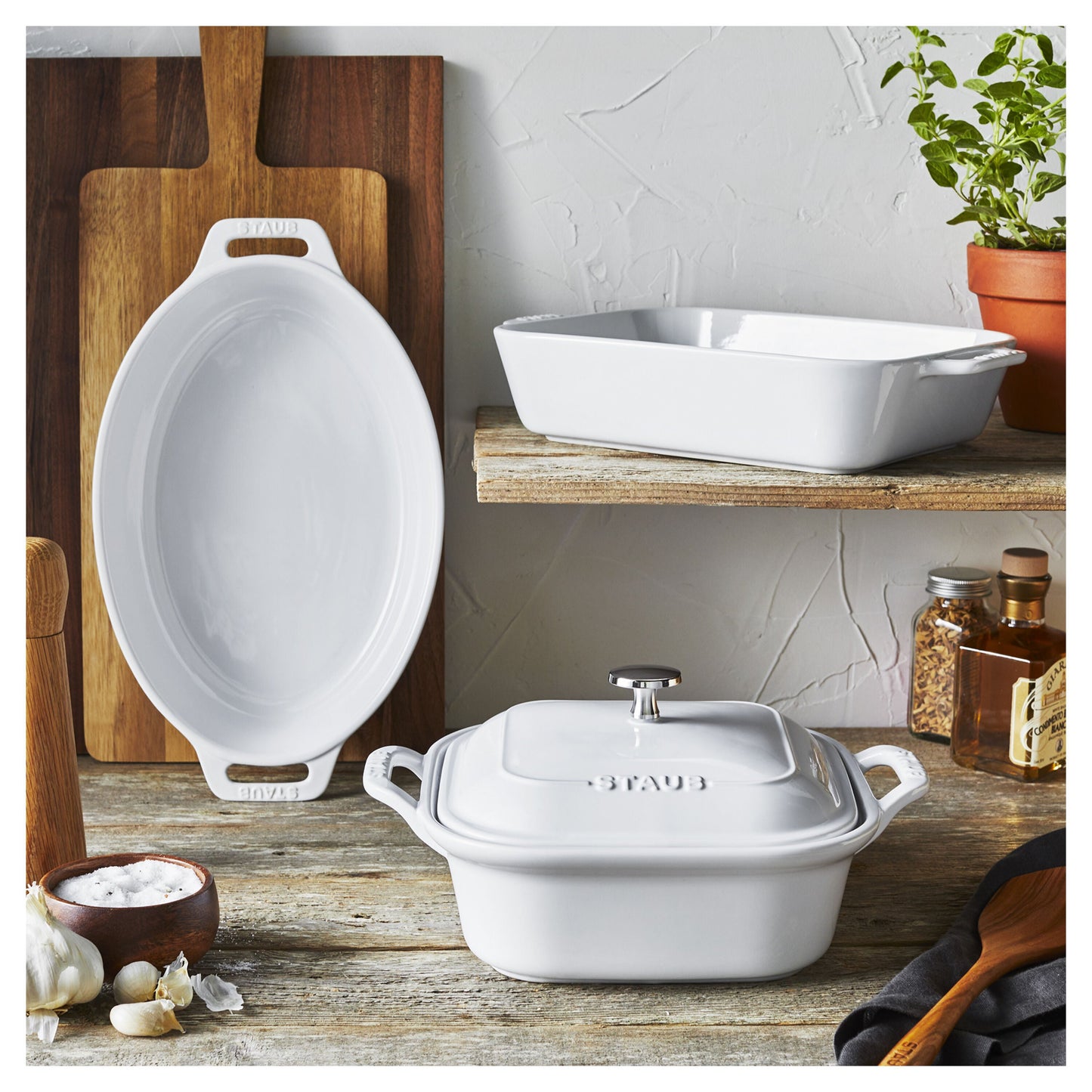 STAUB Ceramique Mixed Baking Dish Set White 4 Piece-1
