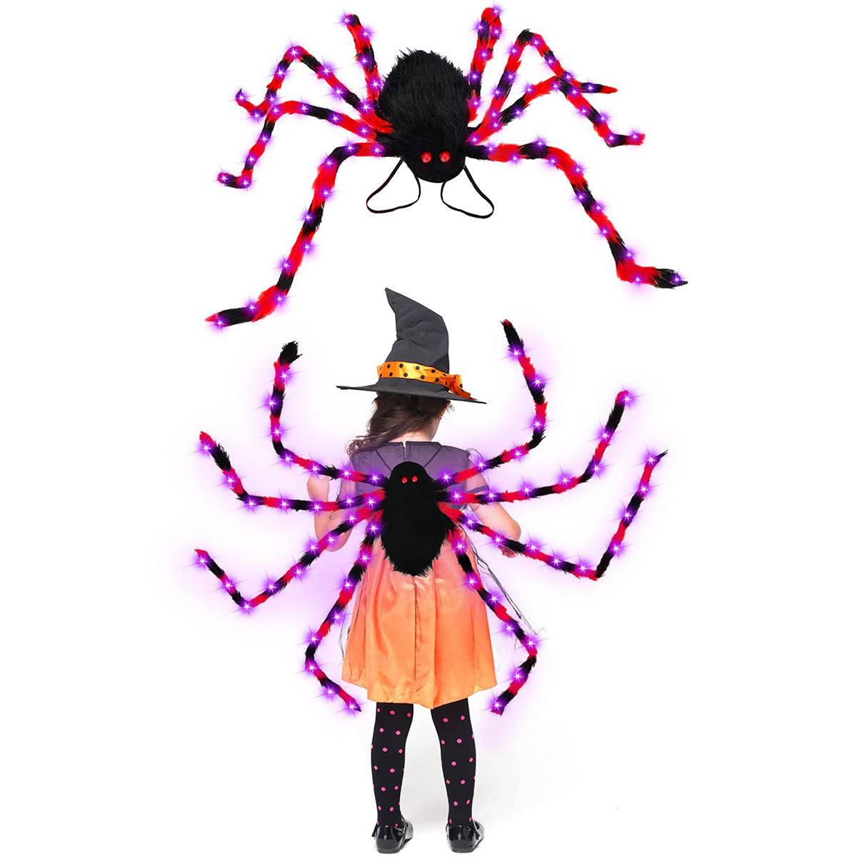 Halloween Spider Backpack Nine LED Modes Plush Sugar Bag