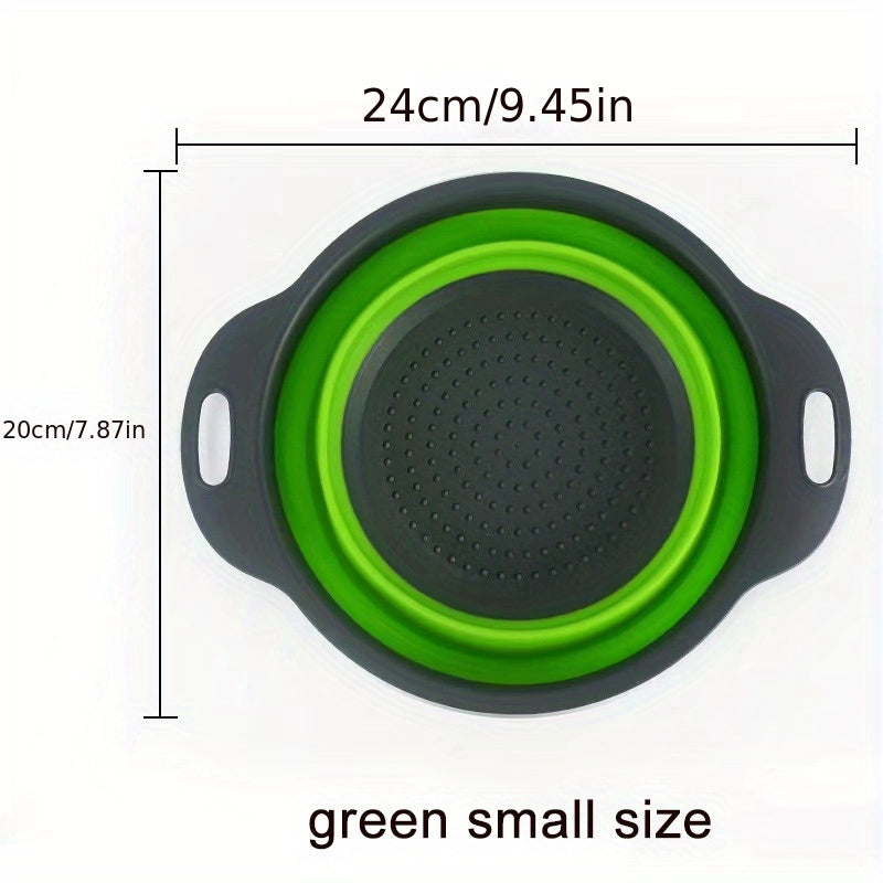 1/2pcs Silicone Collapsible Colander Set - 2 Round Strainers for Draining Pasta, Spaghetti, Salad, Vegetables and Fruits - Large and Small Sizes - Sink Strainers for Kitchen - Useful Kitchen Gadget