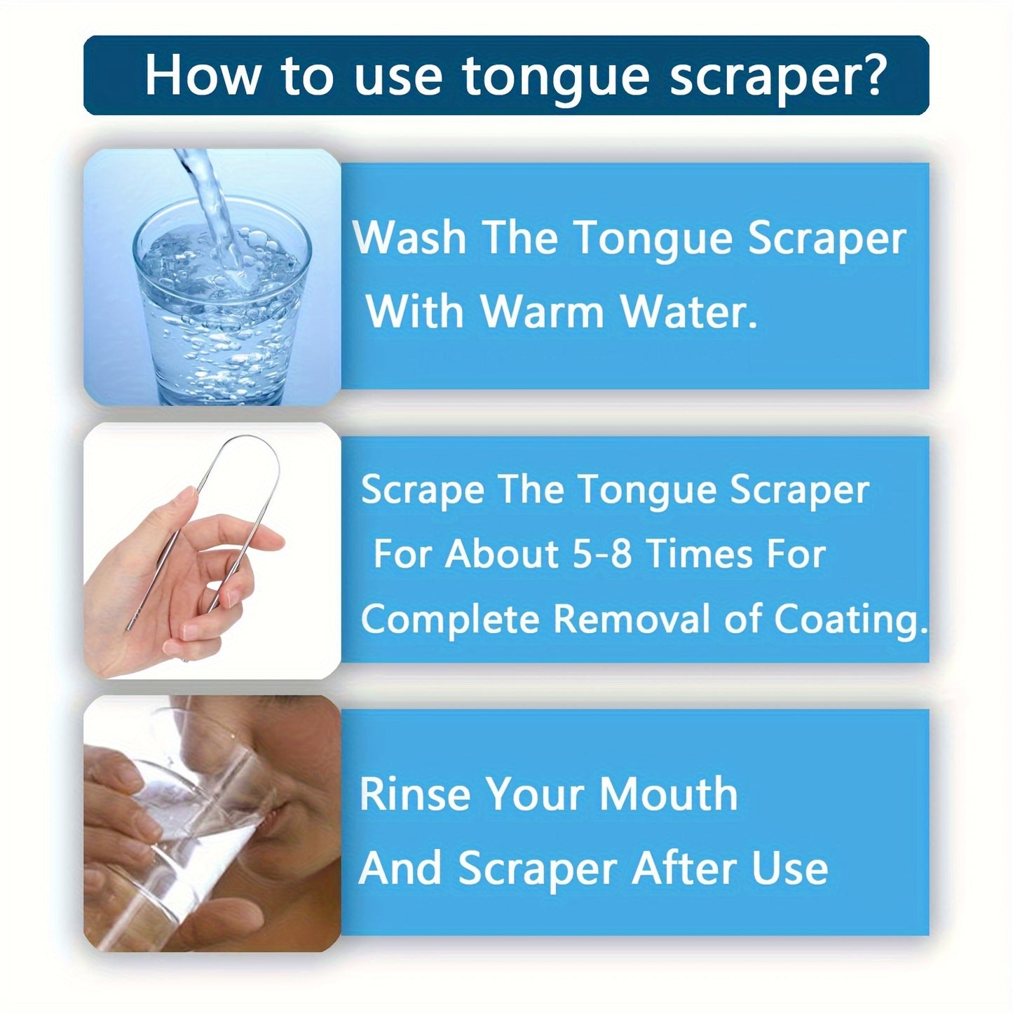 Tongue Scraper, Halitosis Reduction, Stainless Steel Tongue Cleaner, Metal Scraper, Tongue Scraper Cleaner For Fresh Breath