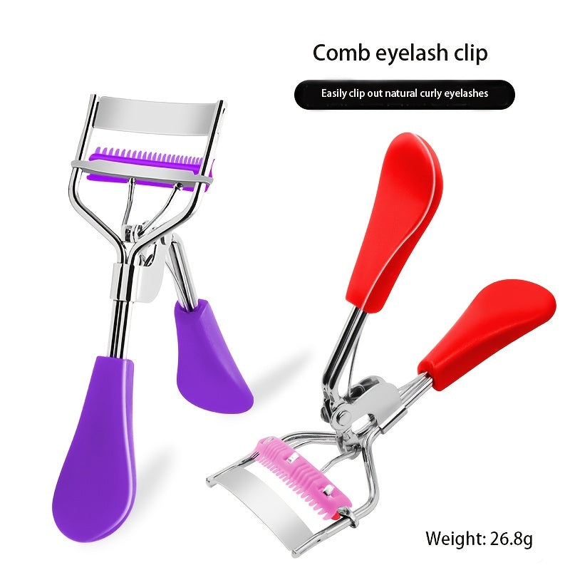 1pc Wide Angle Eyelash Curler With Built In Comb Eye Lash Clip Cosmetic Makeup Lash Curling Auxiliary Tool For Women Lash Curlers, Multicolor