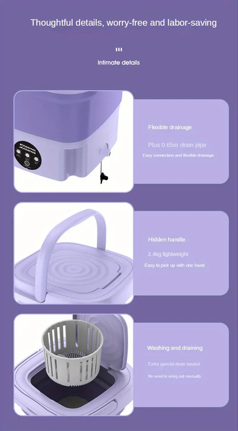 1pc Portable 2.11gal Washing Machine For Camping, RV, Travel, And Home Use - Perfect For Washing Underwear, Bras, Socks, And More