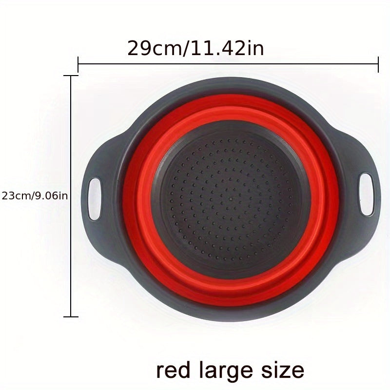 1/2pcs Silicone Collapsible Colander Set - 2 Round Strainers for Draining Pasta, Spaghetti, Salad, Vegetables and Fruits - Large and Small Sizes - Sink Strainers for Kitchen - Useful Kitchen Gadget