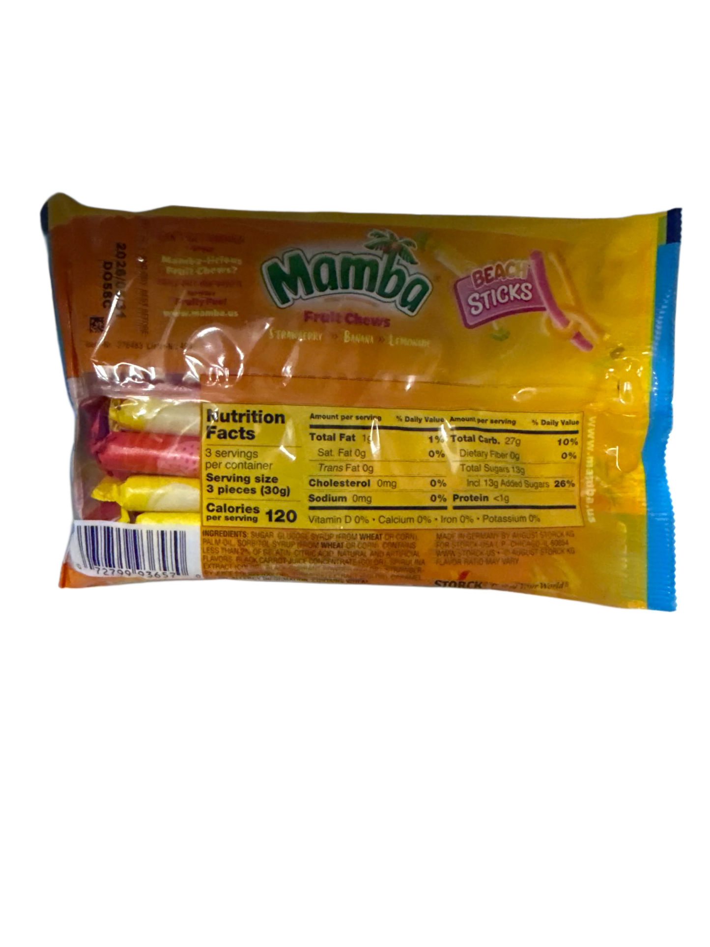 Mamba Beach Sticks Fruit Chews 90G - U.S Edition
