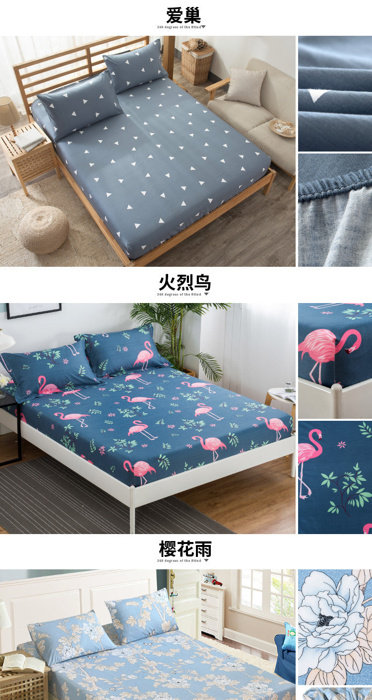 Printed Fitted Sheet Mattress Cover Four Corners with Elastic Band Bed Sheet Bed Sheet Twin Full Queen King Single Double Size