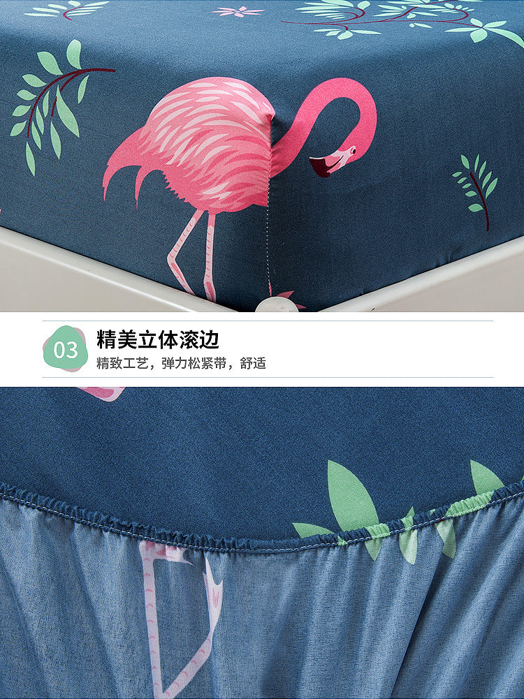 Printed Fitted Sheet Mattress Cover Four Corners with Elastic Band Bed Sheet Bed Sheet Twin Full Queen King Single Double Size