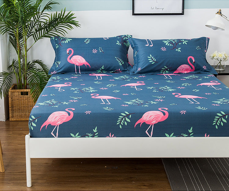 Printed Fitted Sheet Mattress Cover Four Corners with Elastic Band Bed Sheet Bed Sheet Twin Full Queen King Single Double Size