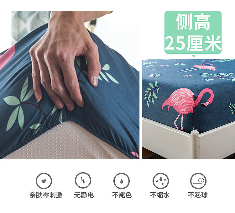 Printed Fitted Sheet Mattress Cover Four Corners with Elastic Band Bed Sheet Bed Sheet Twin Full Queen King Single Double Size
