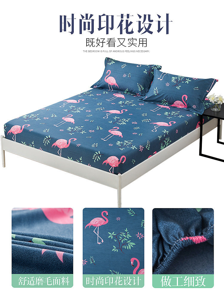 Printed Fitted Sheet Mattress Cover Four Corners with Elastic Band Bed Sheet Bed Sheet Twin Full Queen King Single Double Size